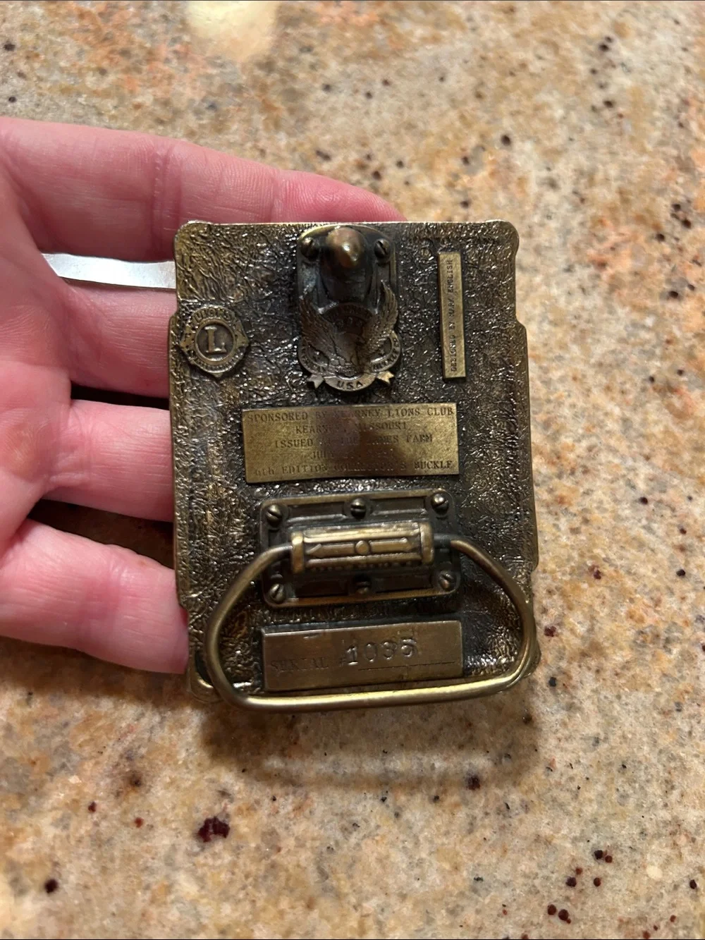RARE!!! vintage brass Commemorative Rectangular Zerelda and Jesse James Buckle